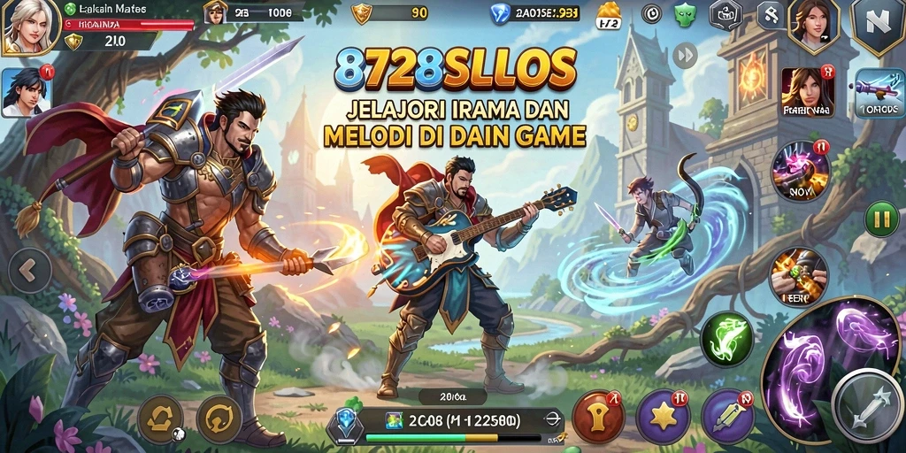 Screenshot gameplay 8728SLOTS menampilkan kombinasi musik dan permainan yang dinamis.