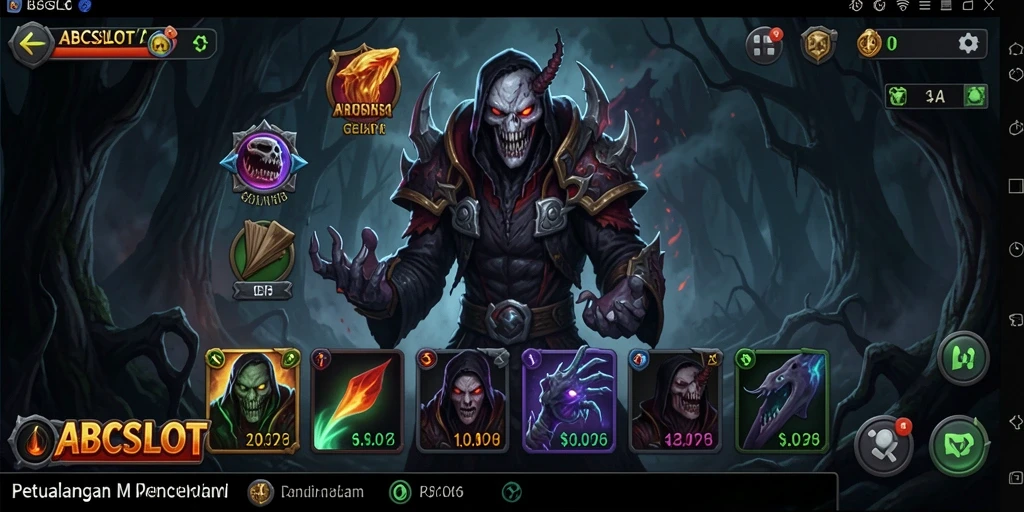 Screenshot gameplay ABCSLOT menampilkan suasana mencekam dan karakter menakutkan.