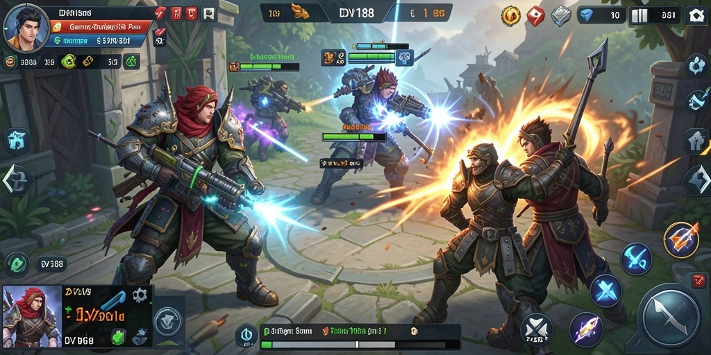 Tampilan gameplay DV188 dengan aksi strategis yang mengesankan.