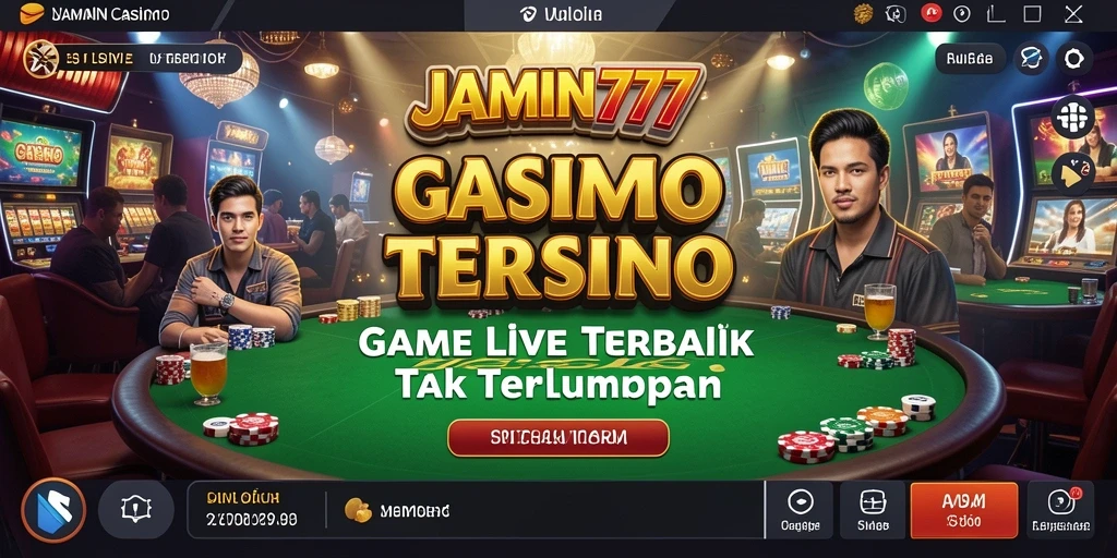 Screenshot JAMIN777 menampilkan dealer langsung dan suasana kasino yang realistis.