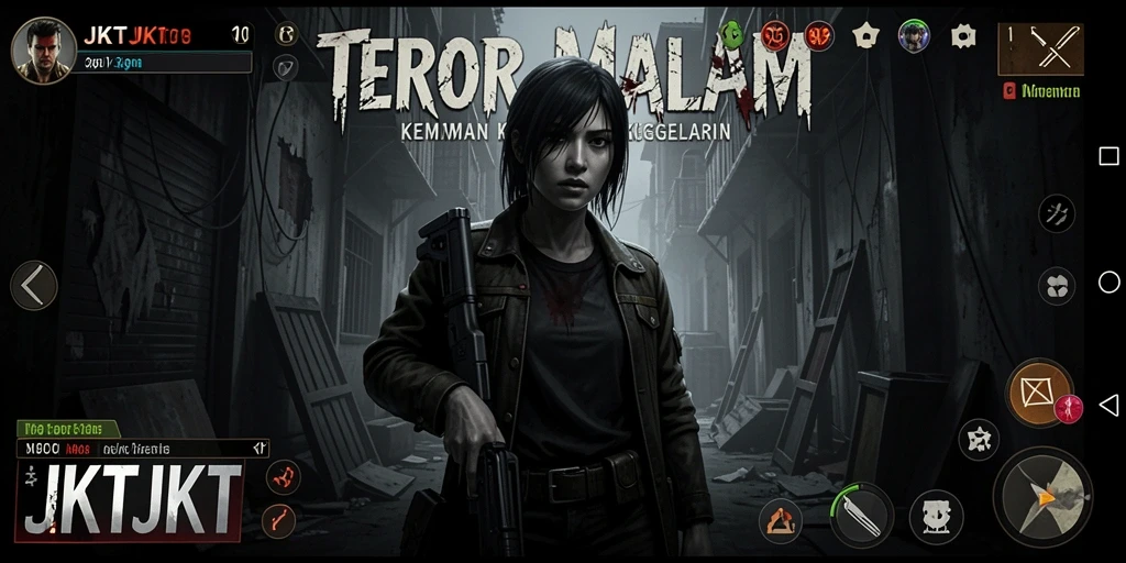 Tangkapan layar gameplay JKTJKT menampilkan momen mencekam saat menjelajah.