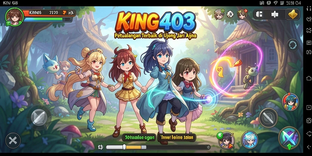 Screenshot utama KING403 menampilkan aksi seru dan karakter Anime yang menarik.