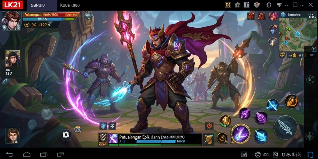 Screenshot gameplay LK21 menampilkan aksi pertempuran seru di dunia MMORPG.