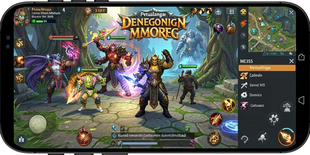 Screenshot utama ME355 menunjukkan gameplay berkualitas tinggi dalam MMORPG.