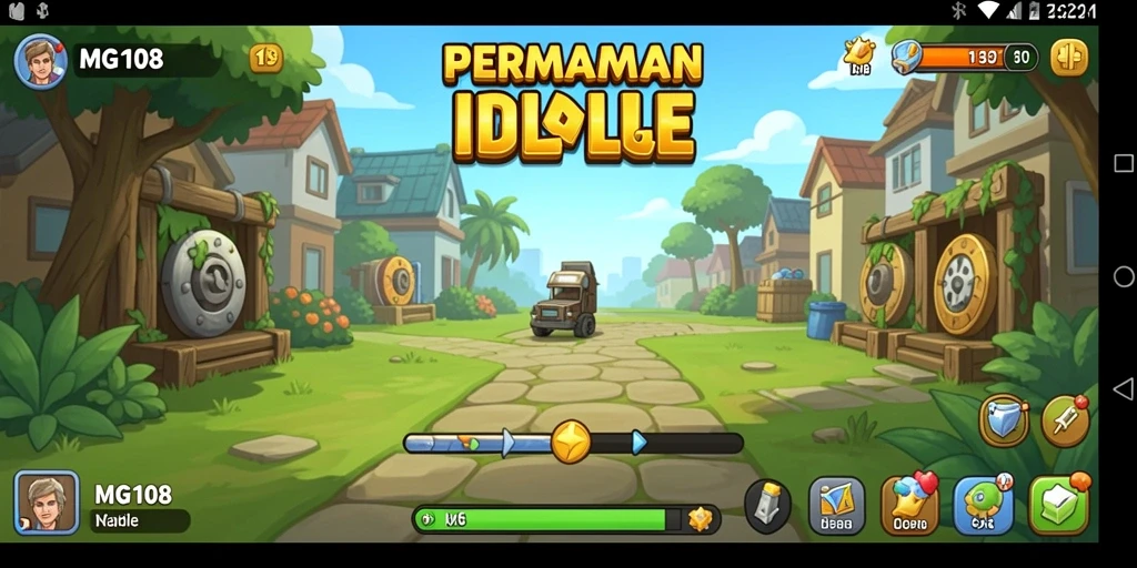 Screenshot gameplay MG108 menunjukkan suasana santai dan pengelolaan kekaisaran yang menyenangkan.