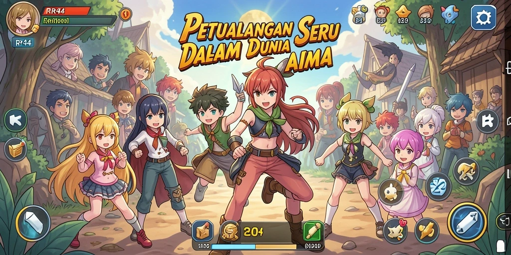 Screenshot utama RR44 menampilkan aksi karakter anime dalam pertempuran seru.