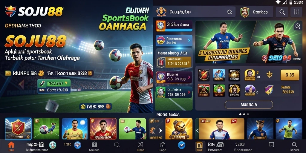 Screenshot utama SOJU88 menampilkan antarmuka taruhan olahraga yang menarik.