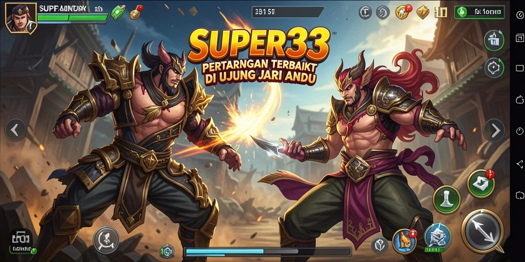 Tangkapan layar SUPER33 menunjukkan aksi menyenangkan dalam pertarungan yang intens.