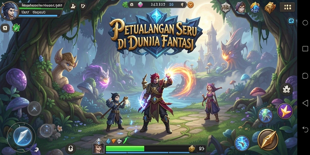 Tangkapan layar XE77 yang menunjukkan aksi petualangan seru di dunia fantasi.