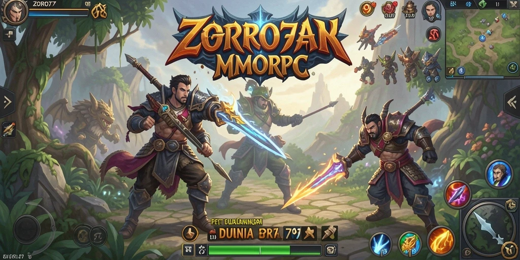 Gameplay ZORO77 yang menampilkan aksi seru dalam dunia MMORPG.
